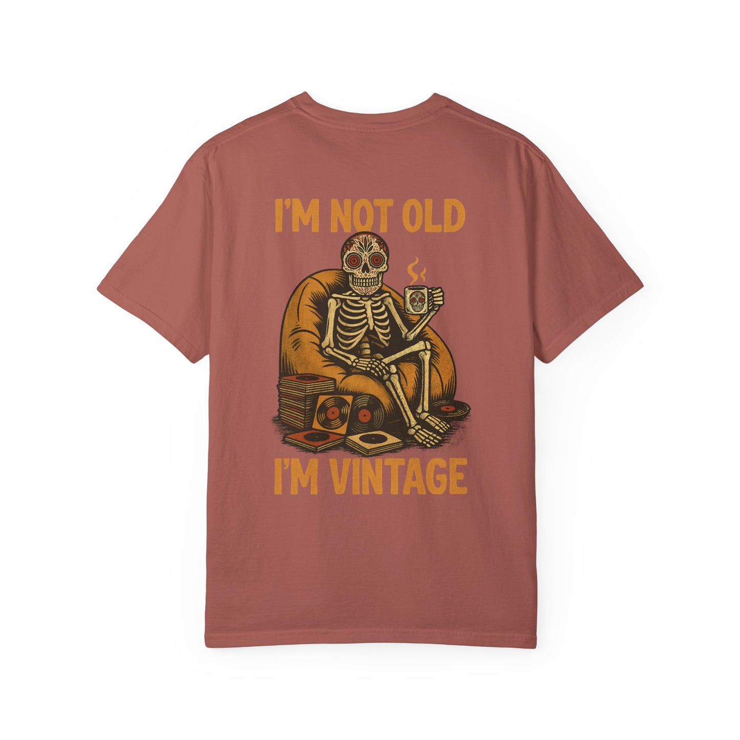 "I'm Not Old, I'm Vintage" Skeleton Retro T-Shirt – Day of the Dead Vinyl Lover Tee