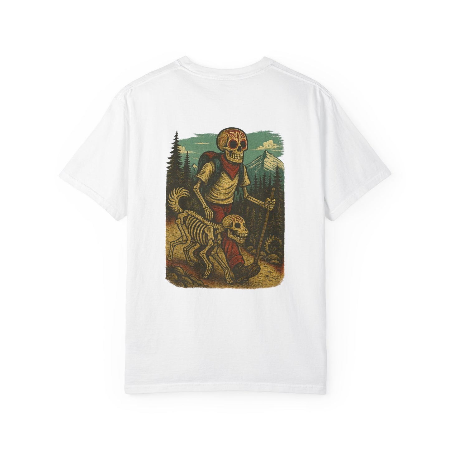 "Hike or Die" – Skeleton Trekker & Dog Adventure Tee