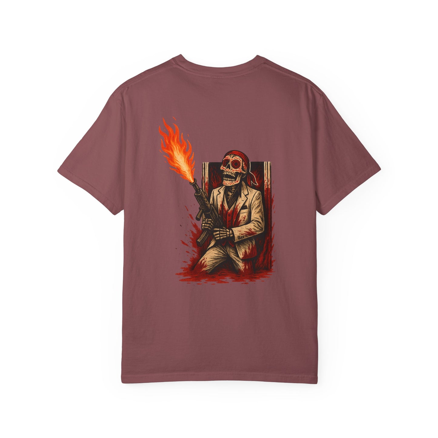 "Say Bone More Time" – Skeleton Warlord with Flamethrower Tee