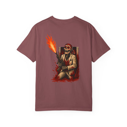 "Say Bone More Time" – Skeleton Warlord with Flamethrower Tee