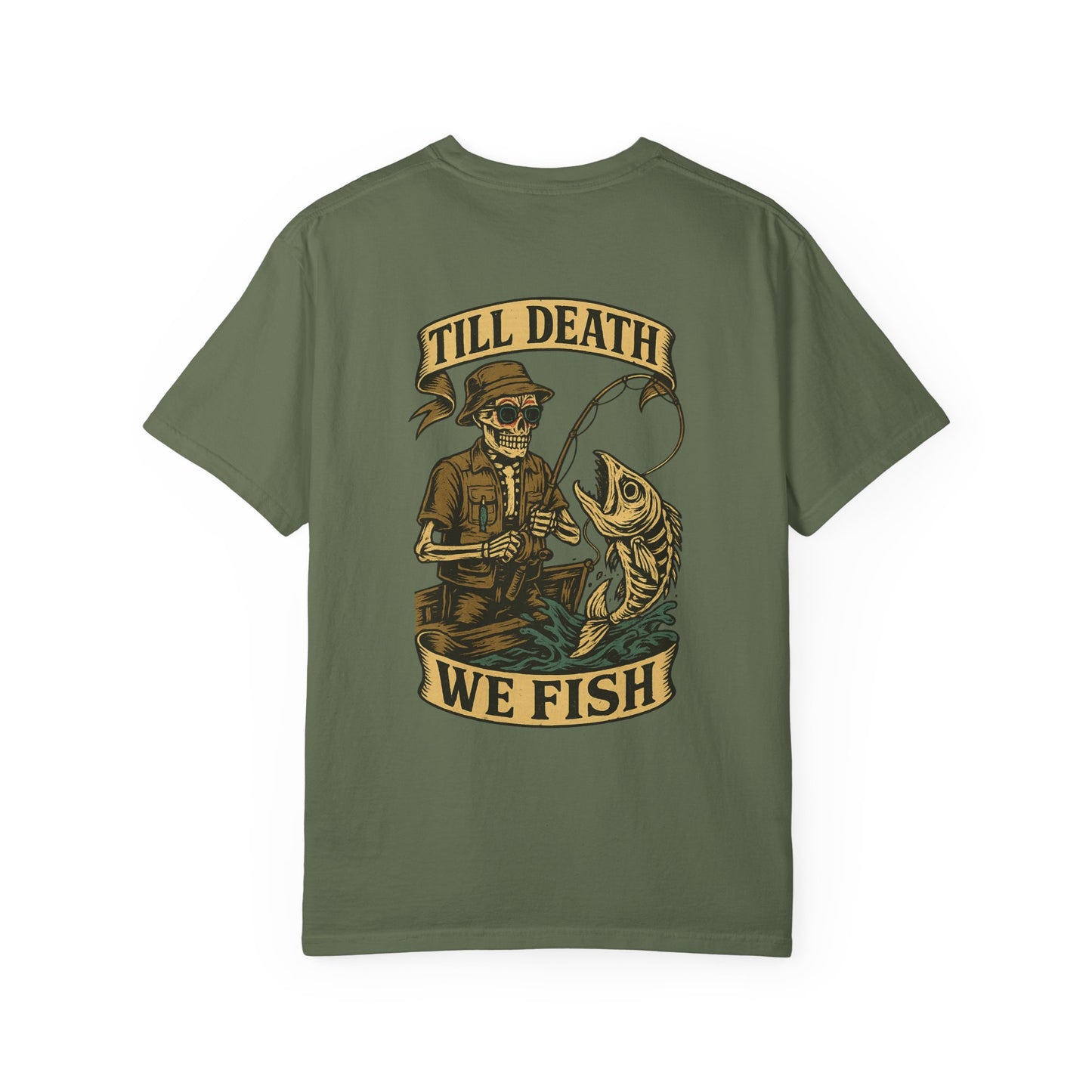 Till Death We Fish – Skeleton Angler Tee