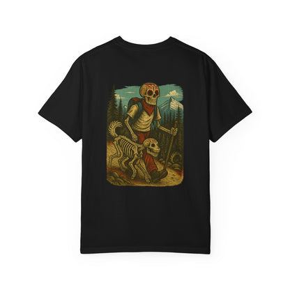 "Hike or Die" – Skeleton Trekker & Dog Adventure Tee