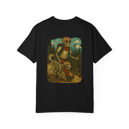 "Hike or Die" – Skeleton Trekker & Dog Adventure Tee
