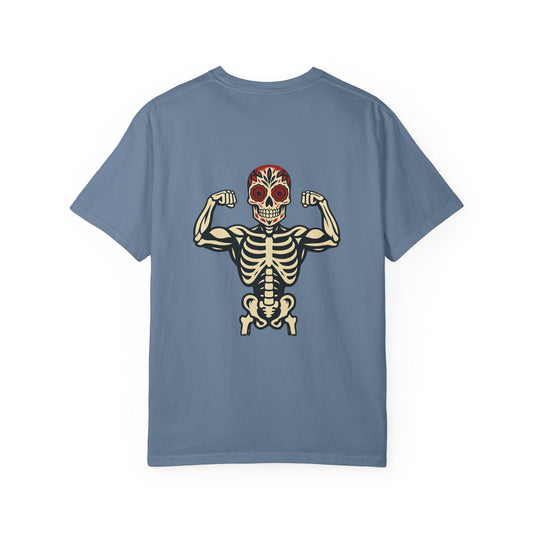 "Flex Till Death" – Muscular Skeleton Gym Tee