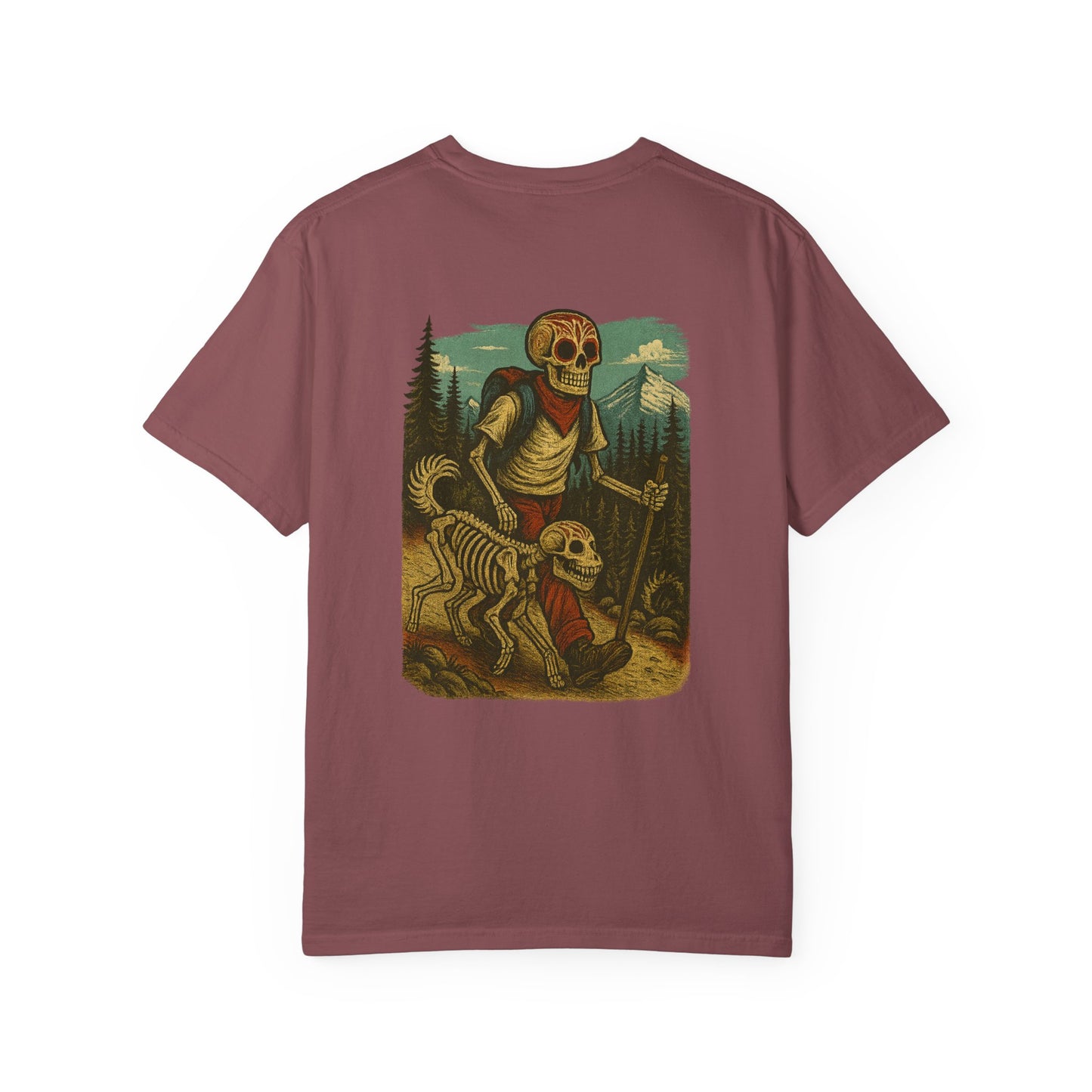"Hike or Die" – Skeleton Trekker & Dog Adventure Tee