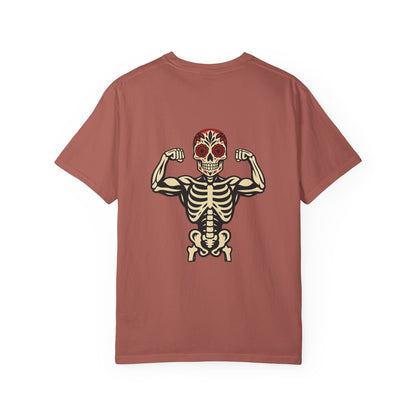 "Flex Till Death" – Muscular Skeleton Gym Tee