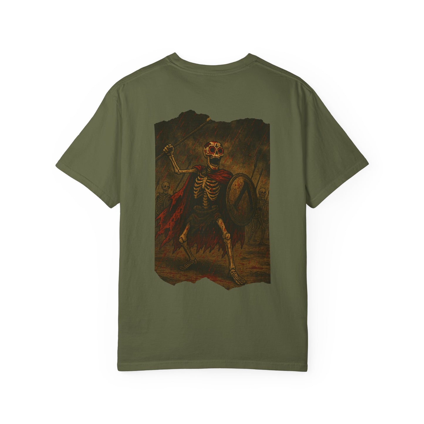 "Never Die, Just War" – Skeleton Spartan Warrior Tee