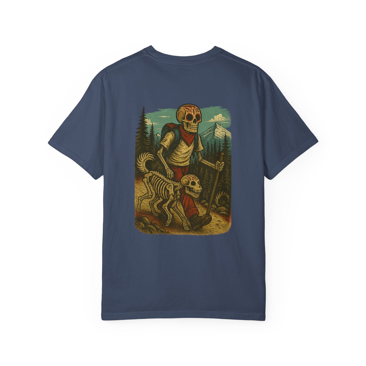 "Hike or Die" – Skeleton Trekker & Dog Adventure Tee