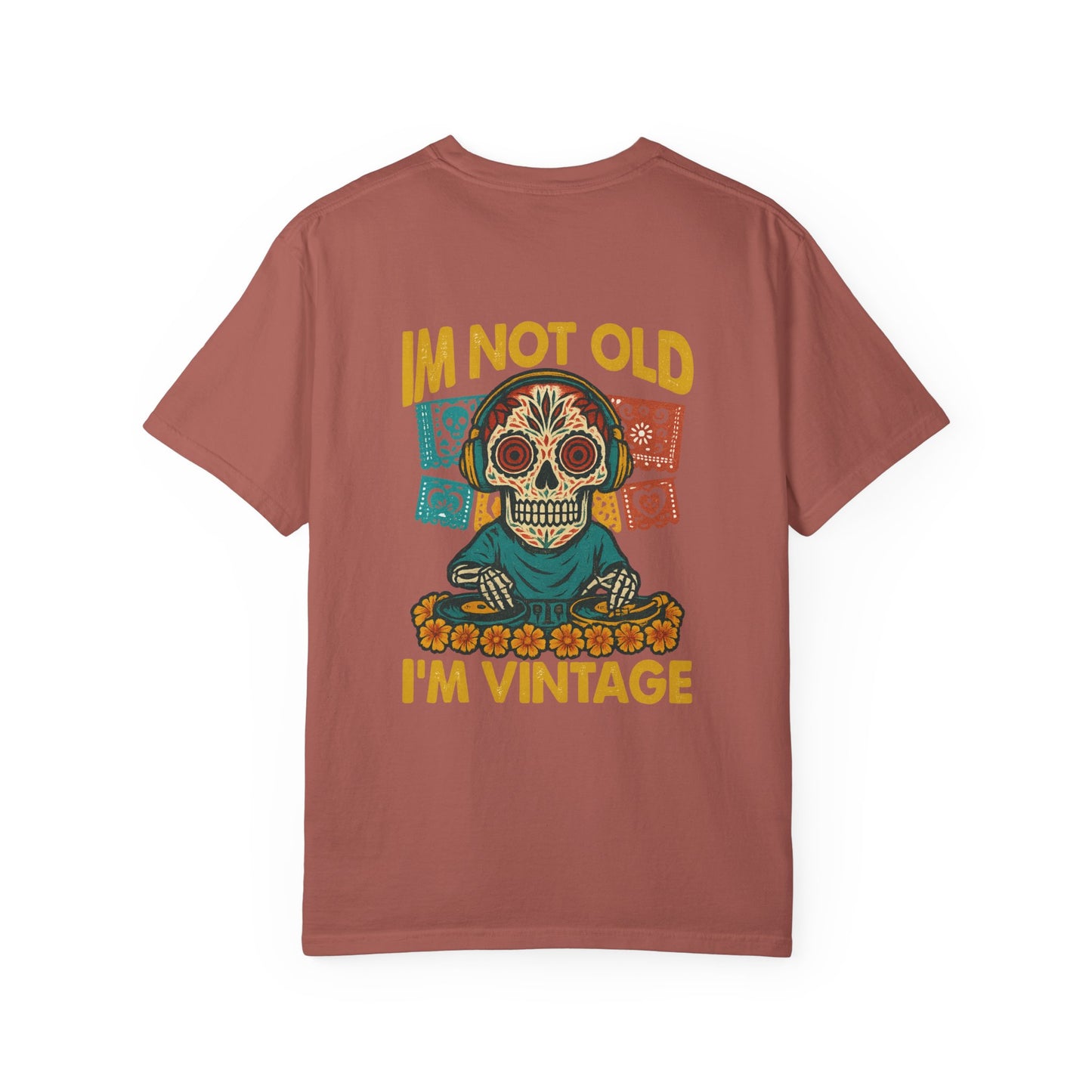 Skeleton DJ – “I’m Not Old, I’m Vintage” Retro Day of the Dead T-Shirt