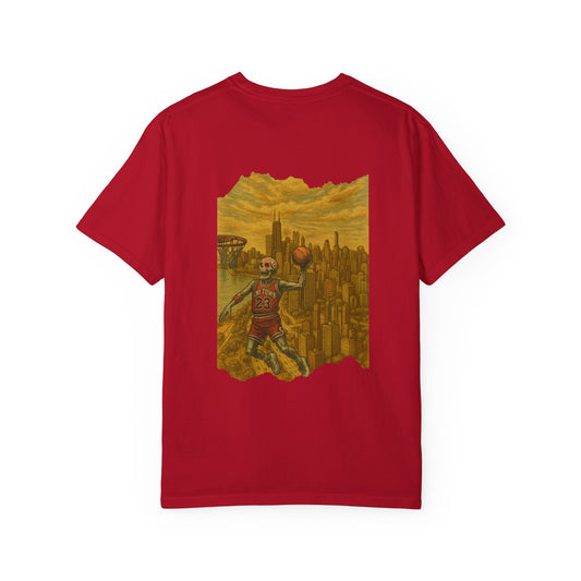 "Flight Never Dies" – Skeleton Dunking Over Chicago Tee