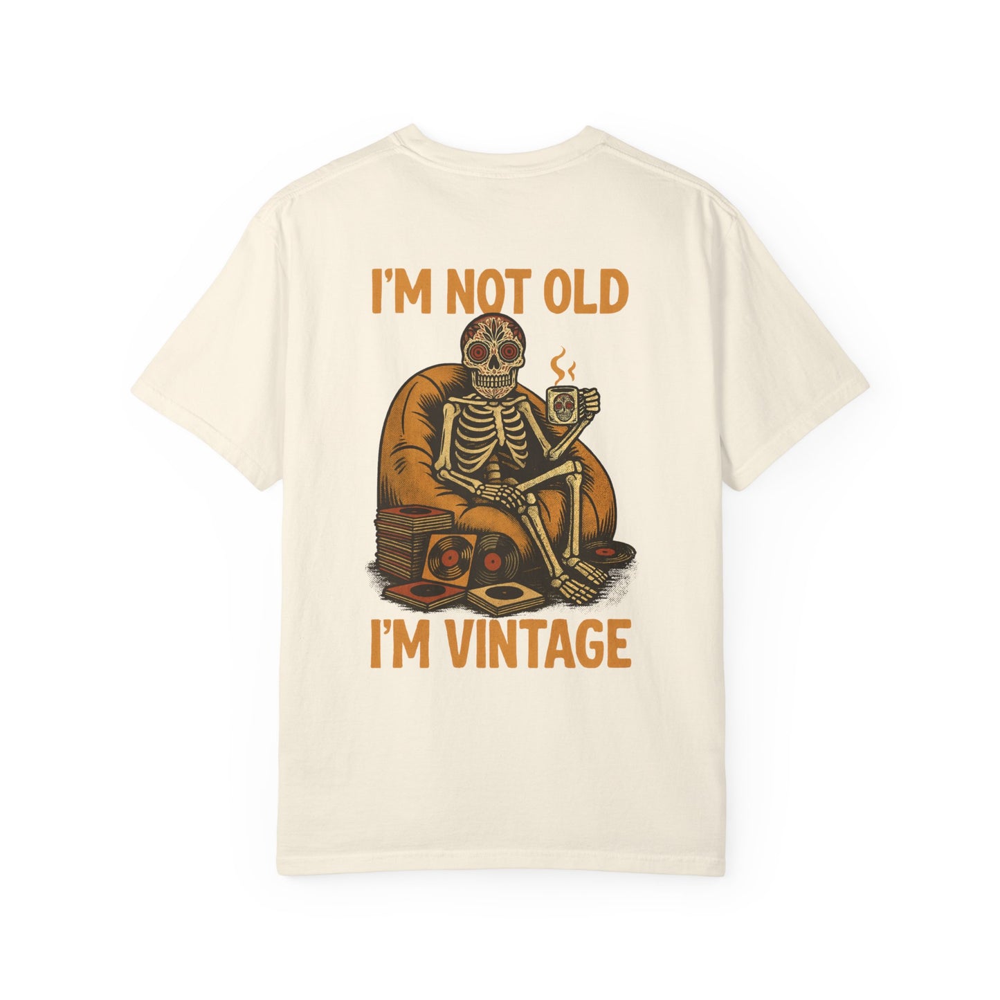 "I'm Not Old, I'm Vintage" Skeleton Retro T-Shirt – Day of the Dead Vinyl Lover Tee