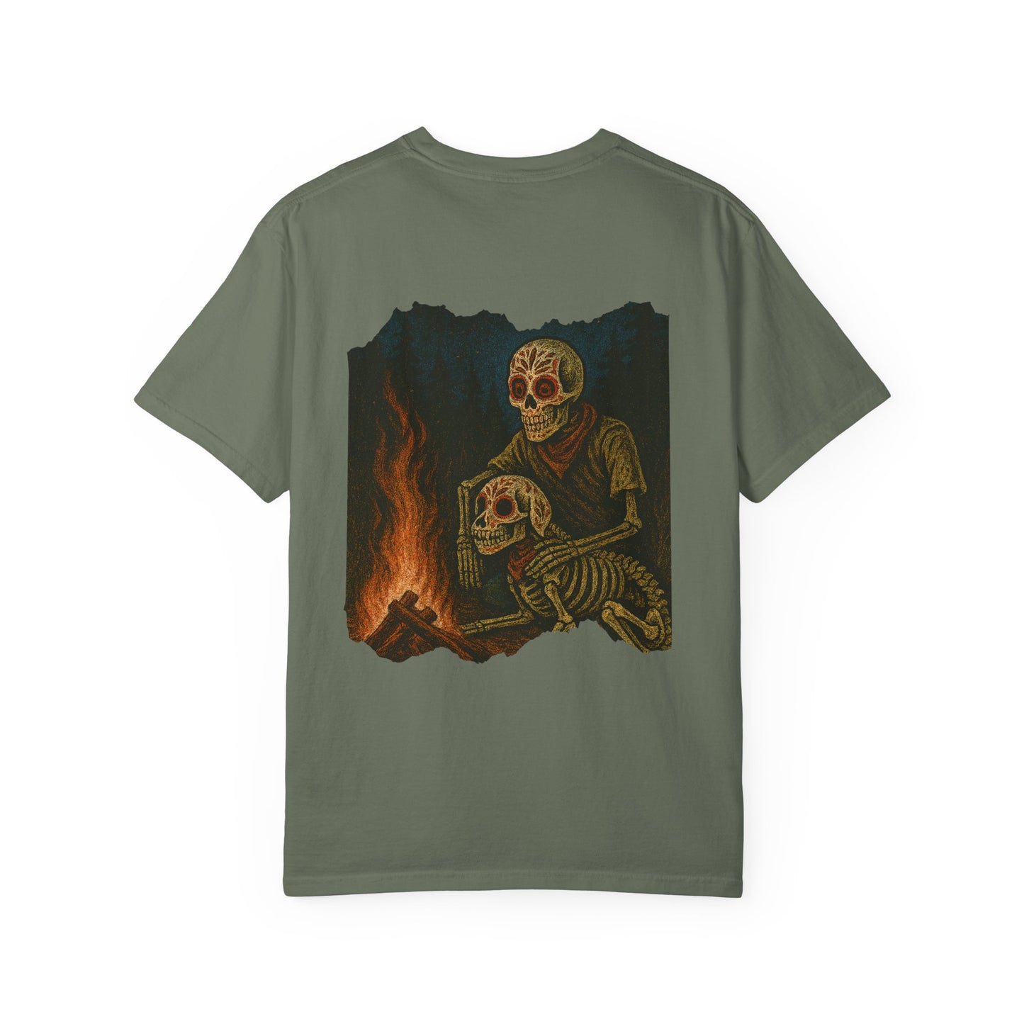 "Fireside Forever" – Skeleton & Dog Campfire Tee
