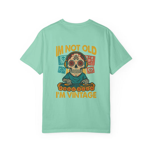 Skeleton DJ – “I’m Not Old, I’m Vintage” Retro Day of the Dead T-Shirt