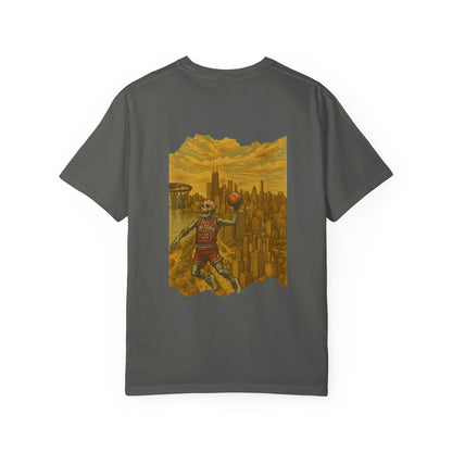 "Flight Never Dies" – Skeleton Dunking Over Chicago Tee