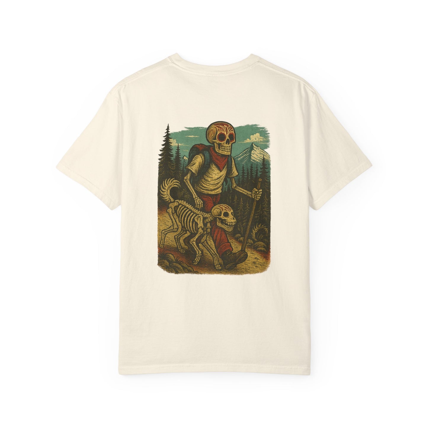 "Hike or Die" – Skeleton Trekker & Dog Adventure Tee