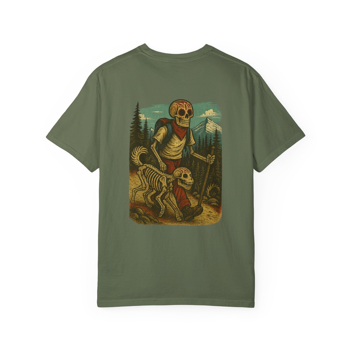 "Hike or Die" – Skeleton Trekker & Dog Adventure Tee
